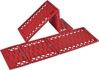 HOMEE All-Weather Foldable Traction Boards, Auto Tire Traction Mat Tire Grip Aid, Traction Tracks Tire Ladder Traction Track for Mud Sand Snow 2Pcs for All car 21.7''x7.10''x0.4''(Red)