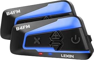 LEXIN 2pcs B4FM 10 Riders V5.0 Motorcycle Bluetooth Headset with Music Sharing, Motorcycle Helmet Bluetooth Intercom with Noise Cancellation, Universal Communication Systems for Snowmobile/ATV