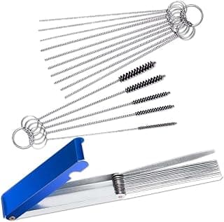 Carburettors Carbon Dirt Jet Remove Cleaner, FineGood 13 Cleaning Wires Set + 10 Cleaning Needles + 5 Nylon Brushes Tool Kit for Motorcycle ATV Moped Welder Carb