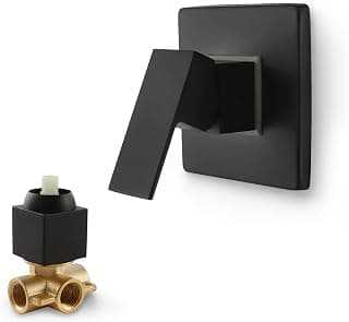 SKOWLL Shower Mixer Valve Control Wall Mount Bathroom Copper Faucet Shower Rough-in Valve Bathroom Trim Kit Single Handle Tub Shower Valve Mixer, Matte Black