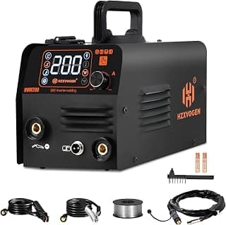 HZXVOGEN Mig Welder Machine 3 in 1 Flux Core Welder/Stick Welder/Lift Tig 200A 110v IGBT Gasless Mig Welding Machine Portable Automatic Wire Feed Welders Synergic Welder with Large LED Display