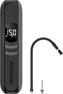 AIRBANK Tire Inflator Portable Air Compressor 2600mAh*3 150PSI, Cordless Electric Bike Pump, Auto Off Pressure Gauge Smart Tire Inflator with LED Light for Car Bike Motorbike Ball, A10