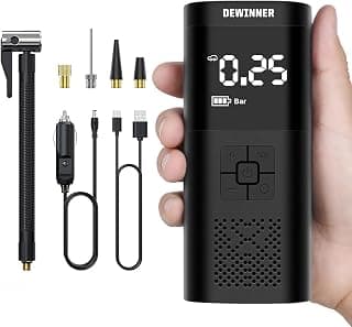 DEWINNER Tire Inflator Portable Air Compressor -150 PSI Cordless Tire Pump with Pressure Gauge, 6000 mAh Battery,LCD Display,2X Faster Inflation,Electric Air Pump for Car Tires,Motorcycle,Bike,Balls