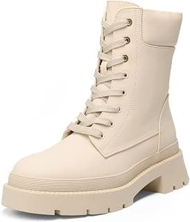 Women's Platform Chelsea Combat Boots Lace Up Lug Sole Ankle Booties Shoes