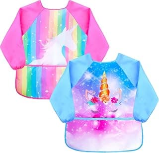 Kids Smock Apron Waterproof Art Aprons with Pocket for Painting Baking 2-7 Years