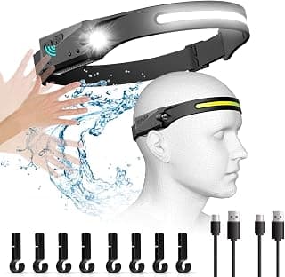 Paidiem Rechargeable Headlamp, 2 Pack Super Bright 350 Lumens with 5 Light Mode Led Headlamp,Ipx4 Waterproof Lightweight Cob Headlamp 230°, Lighting Headlamp, Suitable for Camping, Running, Fishing