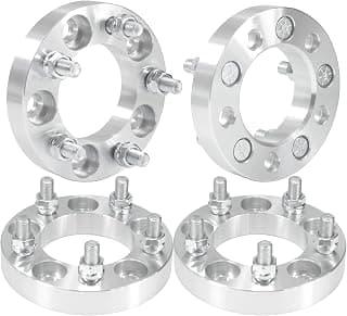 JiiinMiiin 1 inch (25mm) 5x4.5 Wheel Spacers 5 Lug Wheel Adapters with 82.5mm Bore & 1/2-20 Studs, Fit forJeep Wrangler TJ YJ Grand Cherokee Ford Explorer Mustang Ranger - Silver