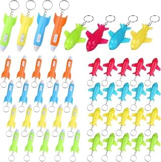 45 Pcs Helicopter Mini Flashlight Keychain Rocket Flashlights Plane LED Flashlight Mini Flashlights in Bulk Keychain Flashlights for Kids, Mini Flashlights for Kids Bulk Outer Space Themed Party Favor