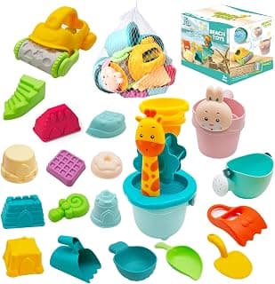 JoyGrow Beach Toys for Kids,Sand Toys Toddlers Beach Pail Shovel Set Sandcastle Building Kits with Mesh Bag for Boys Girls