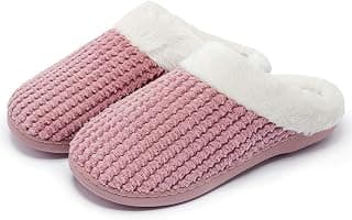 Women's Comfort Memory Foam Slippers Plush Fleece Lined House Slippers for Indoor Outdoor