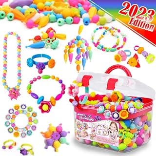 FunzBo Snap Pop Beads for Girls Toys Kids Jewelry Making Kit Pop-Bead Art and Craft Kits DIY Bracelets Necklace Hairband and Rings Toy for Age 3 4 5 6 7 8 Year Old Girl Christmas Gifts (Large)