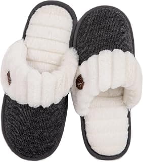Women's Cute Comfy Fuzzy Knitted Memory Foam Slip On House Slippers Indoor