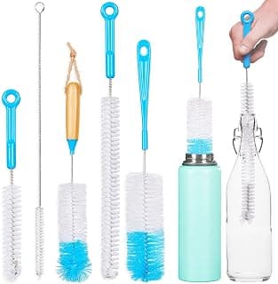 Turbo Bottle Brush Cleaner - Pack of 5, Long Water Bottle and Straw Cleaning Brush - Cleaning Set for Tumblers, Wine Decanter, Baby Bottle, Sports Bottle, Flask - Kitchen Cleaning Supplies