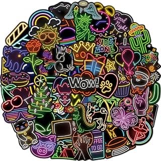 150 Pcs Cool Neon Sign Vinyl Stickers for Kids Teens Waterproof Water Bottle Stickers Pack for Laptop Phone Case Guitar Skateboard Helmet Bike Car Decals Halloween Party Favors Supplies Home Decor