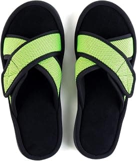 Women’s Memory Foam Slide Slippers, Slip-on Open Toe Cross Brand House Shoes with Anti-Skid Rubber Sole