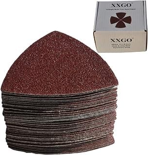 XXGO 55 Pcs Triangular 3-1/8 Inch 60/80/100/120/240 Grits Hook & Loop Multitool Sandpaper for Wood Sanding Contains 11 of Each Fit 3-1/8 Inch Oscillating Multi Tool Sanding Pad XG5501