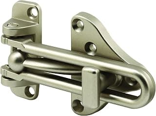 Defender Security U 11316 3-7/8 in. Hinged Bar Lock, High Security Door Guard, Diecast Zinc Construction, Satin Nickel Plated Finish (Single Pack)