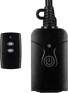 HBN Outdoor Indoor Wireless Remote Control 3-Prong Outlet Weatherproof Heavy Duty 15 A Compact 1 Remote 1 Outlet with Remote 15cm Cord 30m Range ETL Listed (Battery Included)