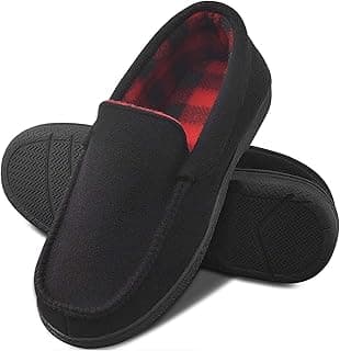 Men's Memory Foam Moccasin Slippers Breathable Moccasin Slippers Micro Wool House Shoes Anti-Slip Sole Indoor Outdoor