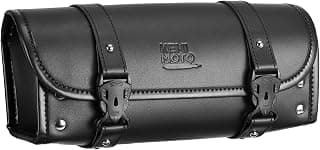 KEMIMOTO Motorcycle Fork Bag, PU Leather Motorcycle Roll Bag，Motorcycle Barrel Bag Handlebar Tool Bag for Motorcycle Front Forks Handlebar Sissybar Sportster Dyna
