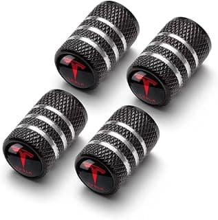 Tesla Valve Stem Caps, Model 3 Model S Model X Car Tire Decorative Accessories [4 Pack Black]