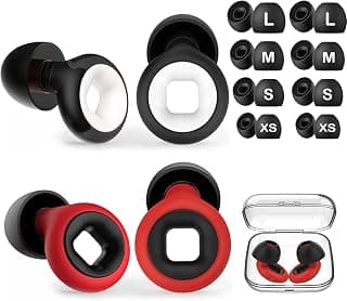 Ultra Soft Silicone Ear plugs, 2 Pairs 34dB Noise Cancelling Ear Plugs for Sleeping, Reusable Hearing Protection Ear plugs, Suitable for Snoring, Concert, Travel, Flights, With 4Sizes EarTips XS,S,M,L(2 colors)