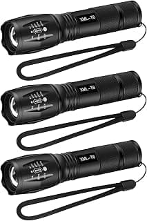 3 Pack Tactical Flashlight, 5 Modes Emergency Flashlight, High Lumen, Zoomable Handheld Flashlight