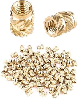 AIEX 100pcs 3D Printing Brass Nuts, M3 Threaded Insert Knurled Brass Nuts Female Thread Knurled Heat Embedment Nut for 3D Printing Parts Loptop Automotive Plastic Shell(M3*4.6x5.7mm)