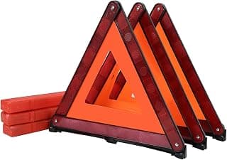 Acymner Triangle Warning Frame Reflector | Pack of 3 Triangle Warning Frame Emergency Reflector, Foldable Warning Triangle Reflector Safety Triangle Kit for Vehicles, Car Road Reflective Kit (3)