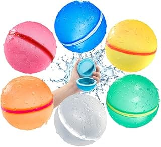 MACABAKA Reusable Latex-Free Silicone Water Balloons Self Sealing Water Balls for kids Quick Refill Soft Water Bombs for Water Splash Game Summer Party Water Fight Game Toy for Swimming Pool 6PC