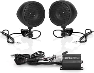 BOSS Audio Systems MCBK420B Motorcycle Bluetooth Speaker System - Class D Compact Amplifier, 3 Inch Weatherproof Speakers, Volume Control, Great for Use with ATVs/Motorcycles, 12 Volt Vehicles