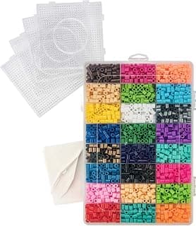 5500 Beads - Fuse Bead Kit - Includes 5500 Beads in 24 colors 4 Pegboards 1 Tweezer 2 Ironing Papers - Compatible with Perler Beads