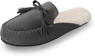 Women's Memory Foam Moccasin Cozy House Slippers with Fuzzy and Warm Sherpa Fleece Lining, Suede Ladies Slip-on Slippers Both for Indoor and Outdoor