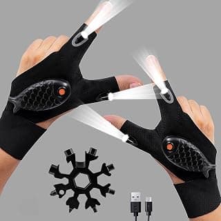 Rechargeable LED Flashlight Gloves Gifts for Men, Unique Birthday Gifts Valentines Day Gifts for Him Dad Husband, Lighted Gloves with Lights Cool Gadget Tool for Camping Fishing Car Repairing