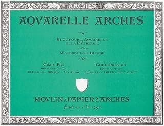 Arches 200177170 Watercolor Block Cold Press, 12X16-Inch, 20 Sheets