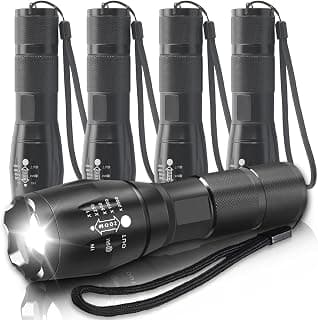 LED Powerful Flashlights 5 Pack, Bright Zoomable Tactical Flashlights High Lumens and 5 Modes, Waterproof Portable Mini Flashlight for Emergency, Camping, and Outdoor Use