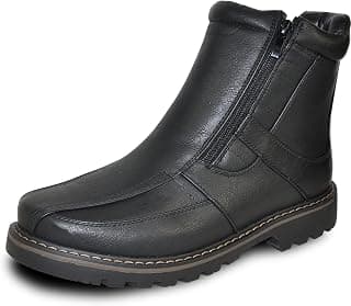 Men Waterproof Winter Boot DEAN with Fur Lining and Double Zipper Black and Brown Men Size 7 to 13
