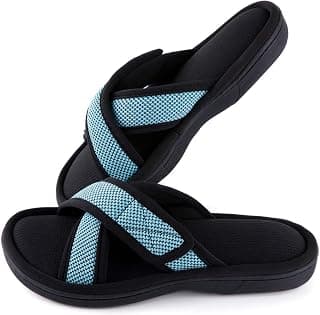 Women’s Memory Foam Slide Slippers, Slip-on Open Toe Cross Brand House Shoes with Anti-Skid Rubber Sole