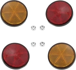 DGZZI Round Reflector 4PCS 2inch / 56mm Plastic Universal Screw Mount Reflective Warning Reflectors for Motorcycle Bike, Red and Orange
