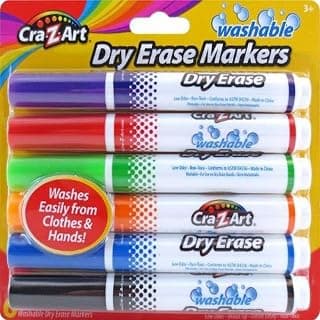 Cra-Z-Art Kids Washable Broadline Dry Erase Markers, 6 Count (10048)