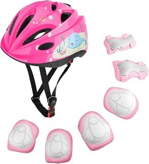 MoKo Helmet for Kids 3-10 Years, Toddler Adjustable Bike Helmet Sports Protective Gear Set Knee Pads Elbow Guards Wrist Pads for Roller Skateboard Bicycle Scooter for Boys Girls