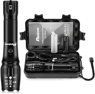 PHIXTON Rechargeable Flashlights High Lumens, 5000 Lumen USB Chargeable LED Flashlight, Bright Strong Handheld Flash Lights, Long Lasting, Zoomable, 5 Modes, for Emergencies Hiking Gift