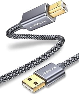 JSAUX Printer Cable, 10ft/3m USB 2.0 Type A to B Male Printer Scanner Cord High Speed Compatible with HP, Canon, Epson, Brother, Lexmark, Dell, Xerox, Samsung and More (Grey)