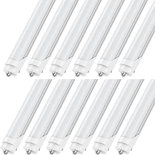 CNSUNWAY LIGHTING 8FT LED Bulbs, 45W 5400LM Super Bright, 6000K Cool White, T8 Single Pin LED Light Tube, Frosted Cover, Ballast Bypass, Replace F96T12 Fluorescent Light Fixture (12-Pack)