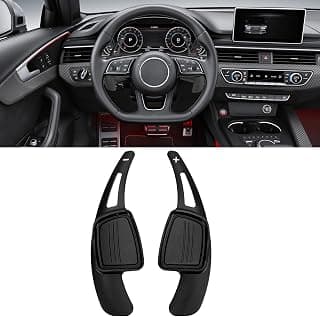 Qiilu Steering Wheel Shifter Pair Aluminum Alloy Paddle Shifter Extension for A3 8V A4 A5 B9 B9.5 A6 A7 C8 Q3 Q5 2017(Black)