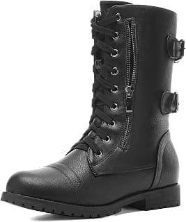 Women's Faux Fur Lined Mid Calf Riding Combat Boots