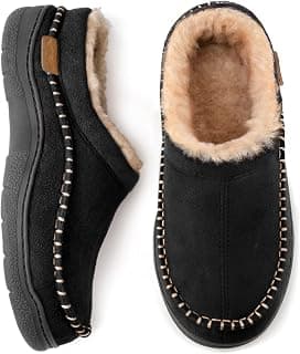 Men's Slip On Moccasin Slippers, Indoor/Outdoor Warm Fuzzy Comfy House Shoes, Fluffy Wide Loafer Slippers