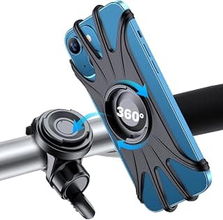 VUP 2023 Newest Bike Phone Mount, [Detachable] Cell Phone Holder for Bike Motorcycle Bicycle, 360°Rotatable Universal Silicone Compatible with iPhone 14/13/12/11/Pro Max/Pro/Mini/SE/Xs/Xr, all 4.0"-6.7" Cellphones