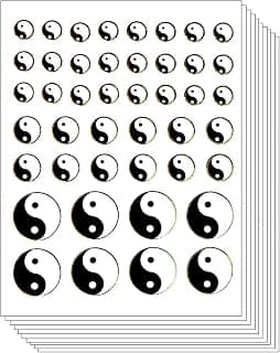 Stickers Glitter Pack 10 Sheets Yin Yang Ying tao Hippie Hippy Retro Boho Weed Cartoon Decal Stickers Craft DIY Decoration Scrapbook Book Album Diary Card Birthday Party Favors Reward Gift (01)