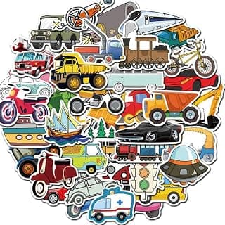 Cars Truck Transportation Stickers for Kids Toddlers Boys Cute Cartoon Laptop Scrapbook Water Bottles Luggage Notebook Decals 40 pcs